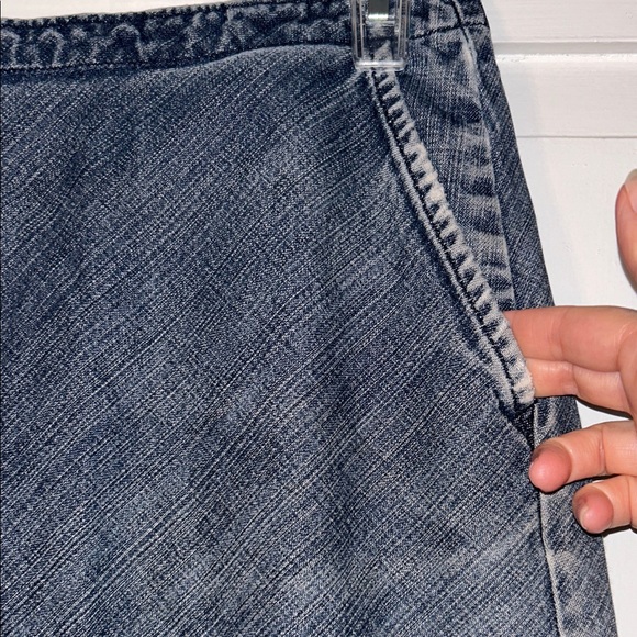 Vintage United Colors Of Benetton Jean Denim Long Skirt Blue Raw Hemline Preppy - Picture 3 of 15